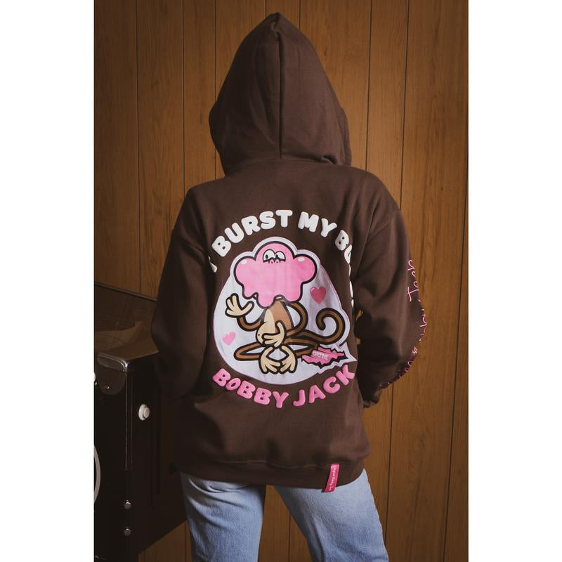 Don't Burst - Bobby Jack Oversized Premium Zip Hoodie - Brown