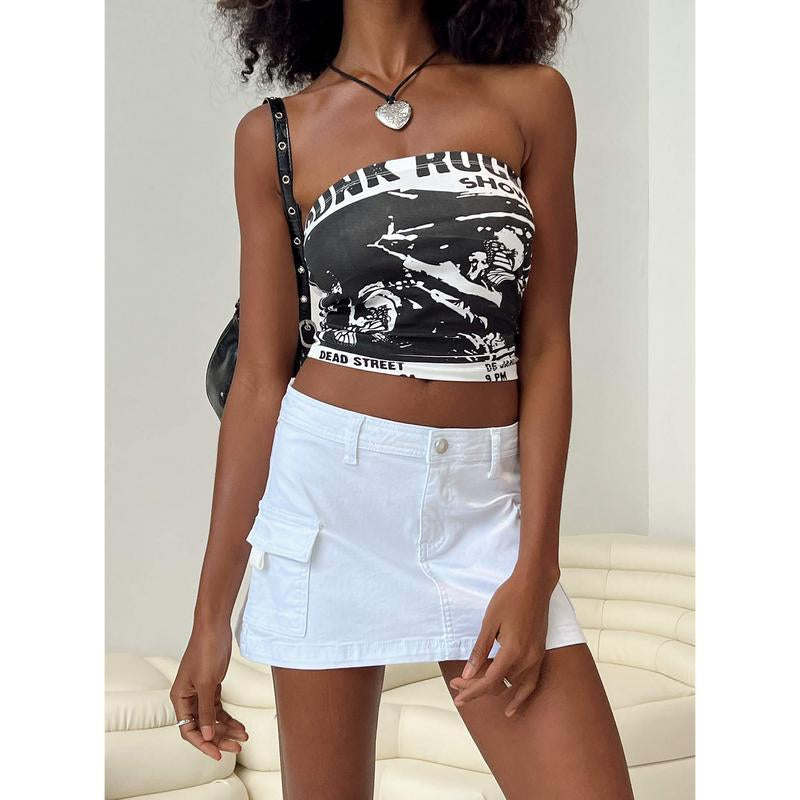 Grishea Low Rise Denim Skirt White